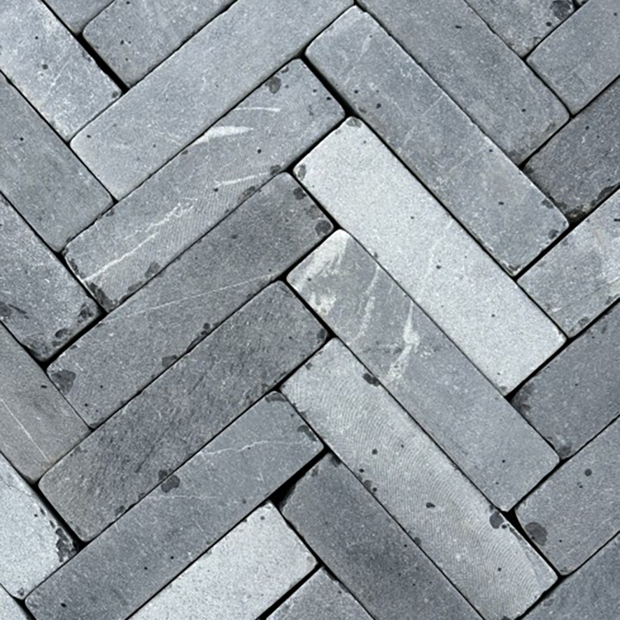 Blue Grey Sawn & Tumbled Limestone Setts