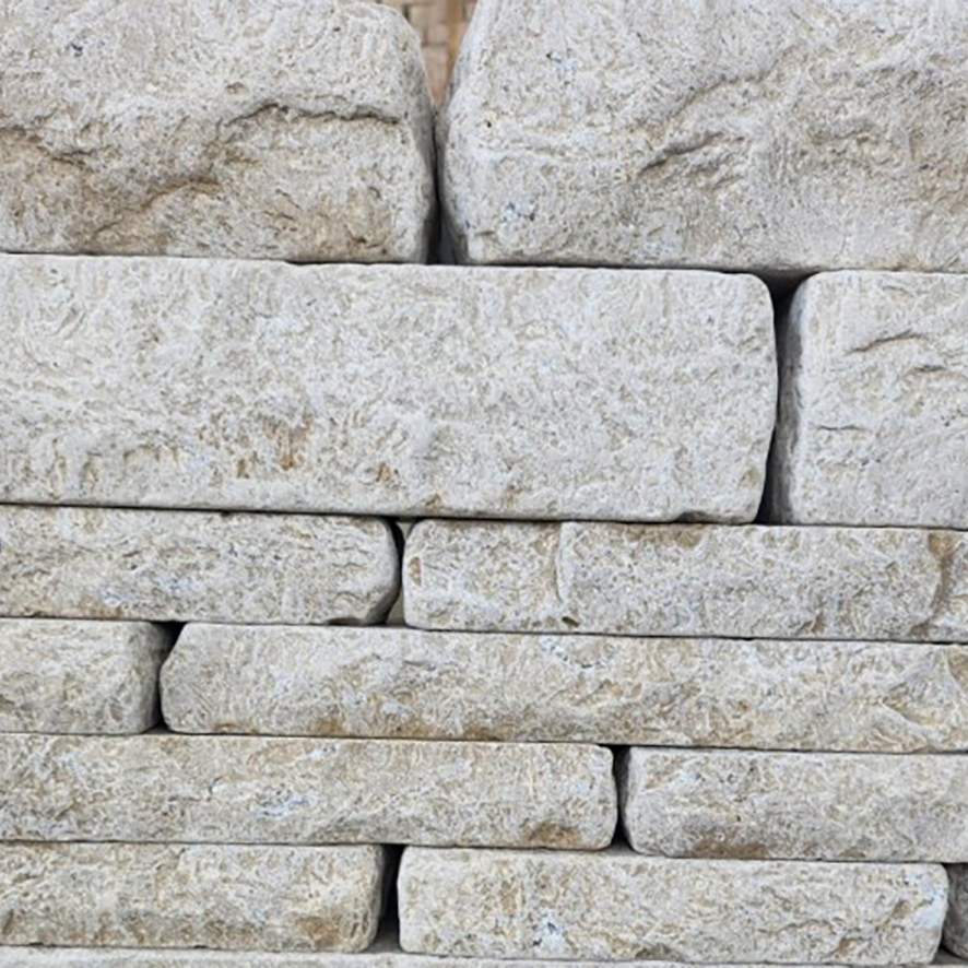 Sinai Pearl Beige Split-Face Tumbled Limestone Walling